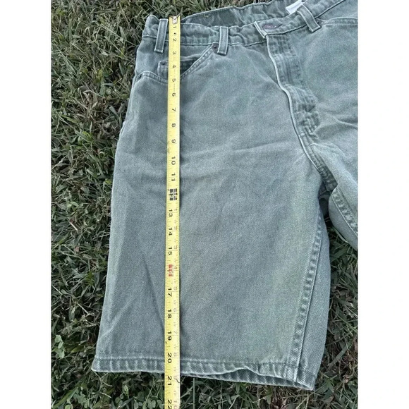 Vintage Levi's 550 Made in USA Orange Tab‎ Green Denim Jean Shorts - Men's 33 - Picture 13 of 14